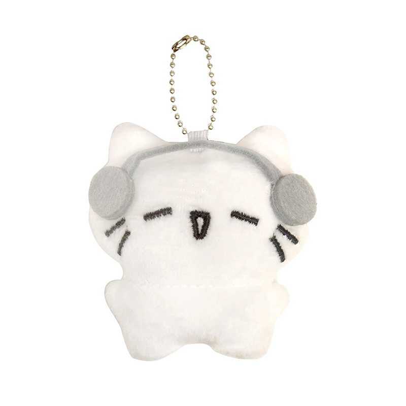 Cute headphones kitten couple keychain mini crying cat doll plush keychain cartoon dog bee bag pendant charming backpack decorationXJ250319
