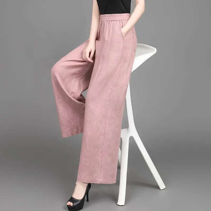 Simplicity Office Lady Solid Color Wide Leg Women Spring Summer Fashion High Waist Appear Thin Straight All-Match Casual Pants