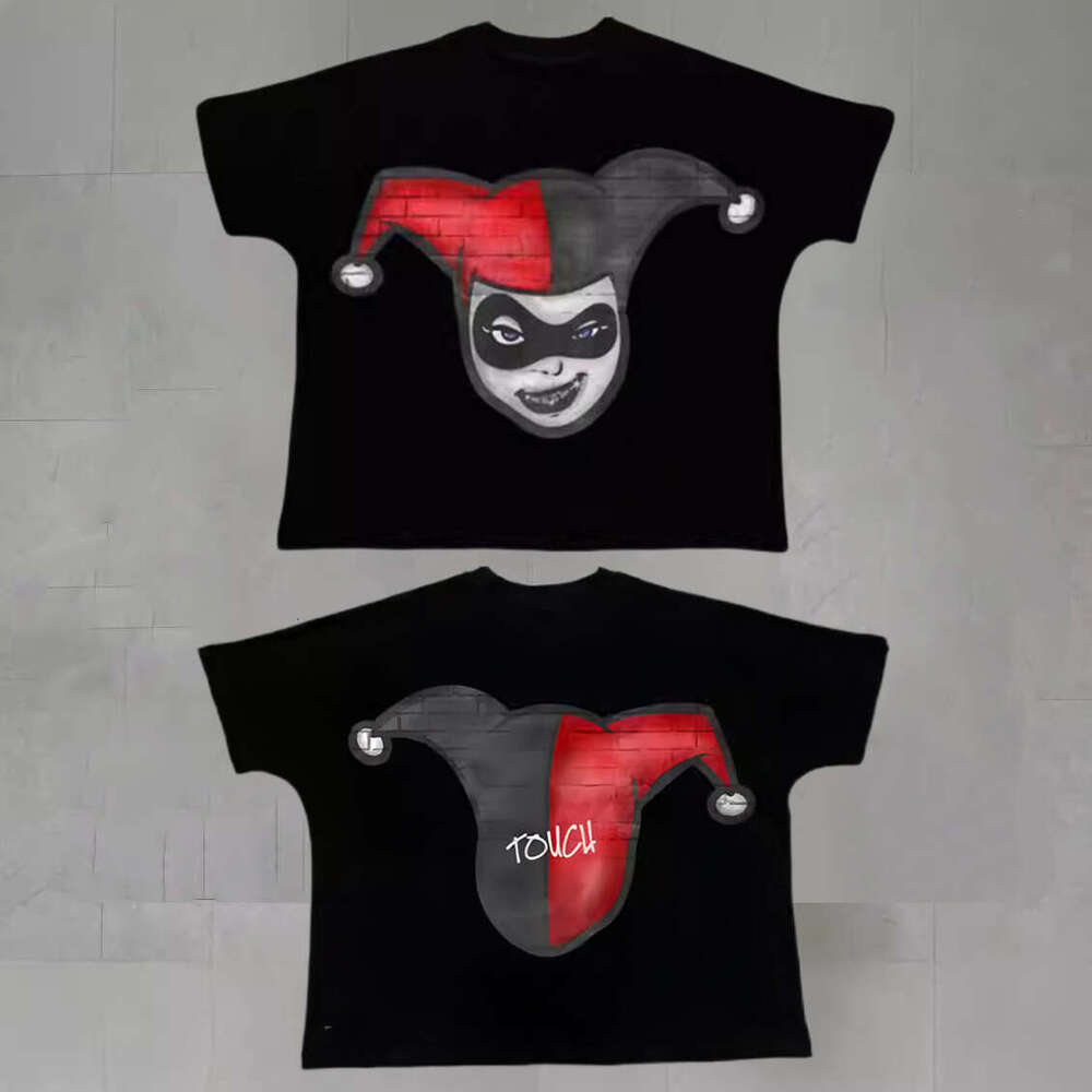 2024 New Street Hip Hop Printed T-shirt Trendy Brand Loose Round Neck Short Sleeve Versatile