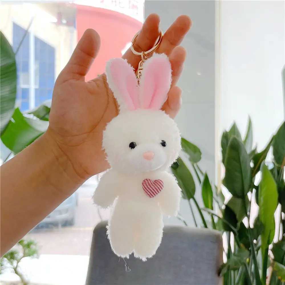 Kawaii 11cm Soft Teddy Bear Keychain Plush Rabbit Pendant Keychain DIY Pavilion Childrens Stuffed Animal Toy Bag Auto PartsXJ250319