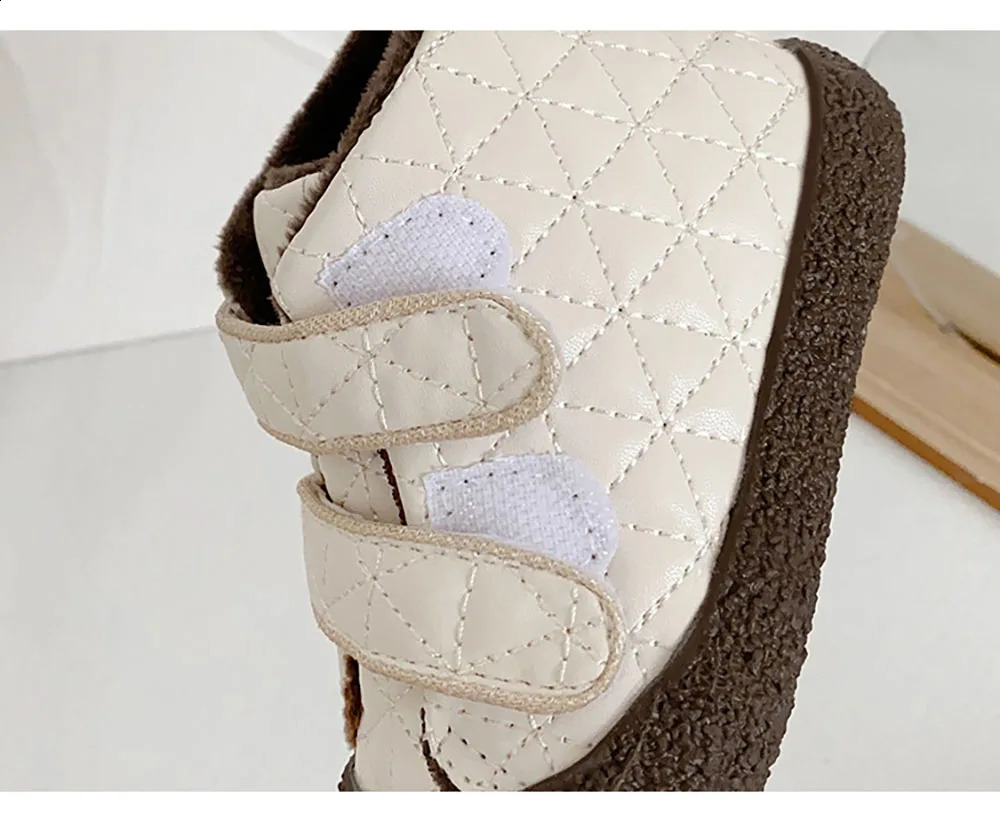 Winter Cotton Toddler Shoes For Baby PU Leather Thick Warm Plush First Step Footwear Lightweight Anti-slippery Infant Shoes 250319