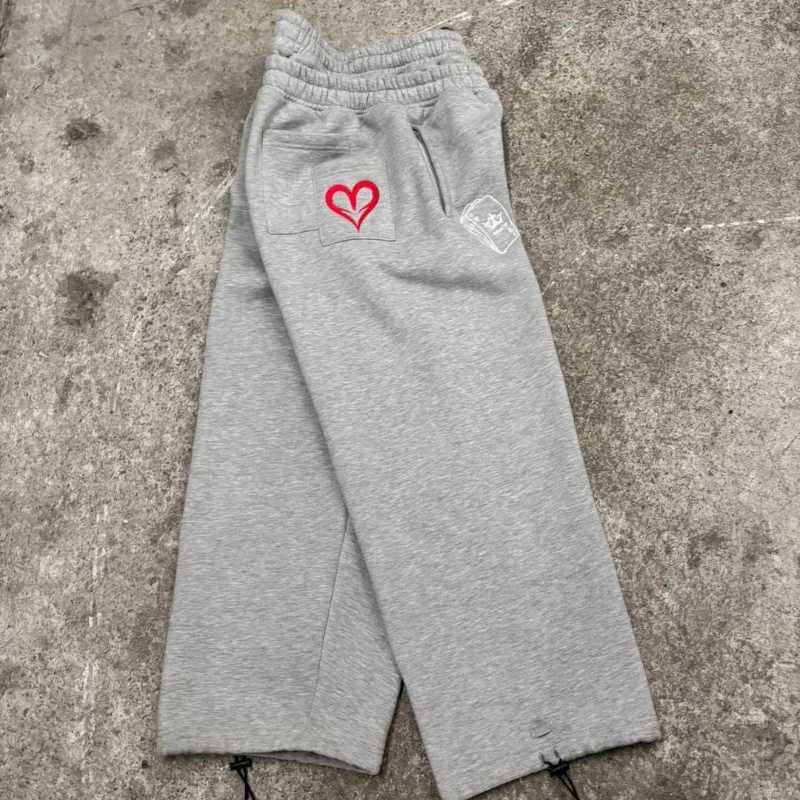 Y2K Double Waist Running Pants with Poker Embroidery Pattern Bottom Pants Mens Gothic Hip Hop Street Clothing Unisex Bag Sports PantsT250319