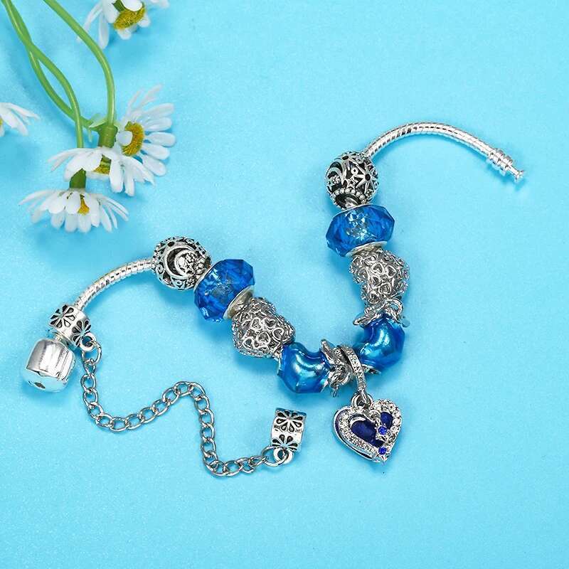 Silver Color Moon Star Beads Pendants Charm Bracelet For Women Fit DIY Bracelets Bangles Jewelry Gift Special Offer Dropshipping