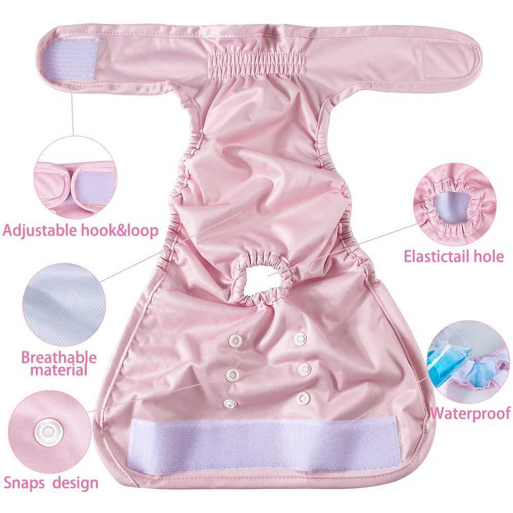 1pc Reusable Female Dog Diapers Solid Color High Absorbent Doggie Puppy Nappies 5 Sizes Adjustable Pet Panties for Girl Dogs Y250320