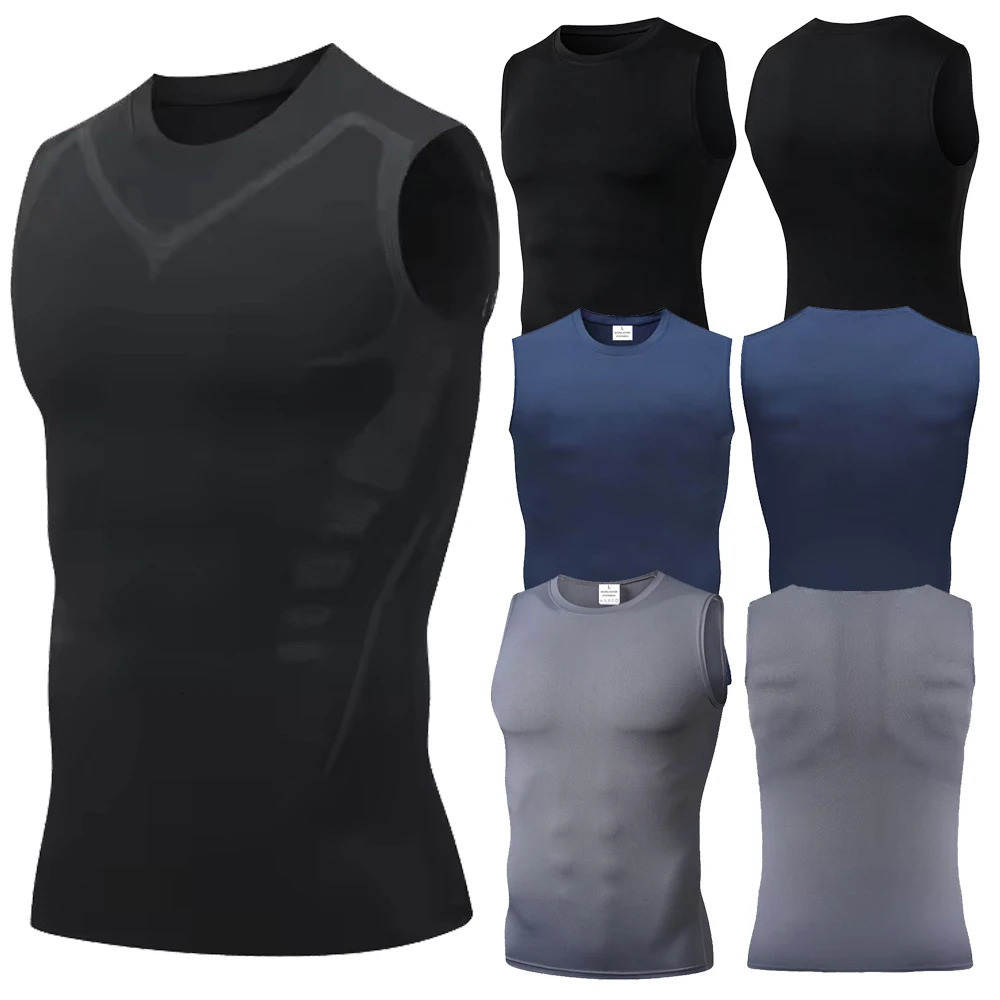 Mens compression vest mens sportswear sleeveless quick drying fitness 250320