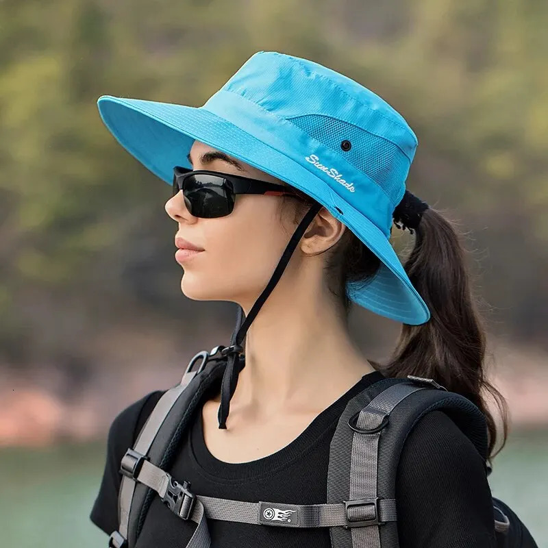 Xinbaoguan 100% Polyester Summer Outdoor Sun Hat Breathable Sun Hat Folding Sun Hat Female Ponytail Hole Fisherman Hat 250320