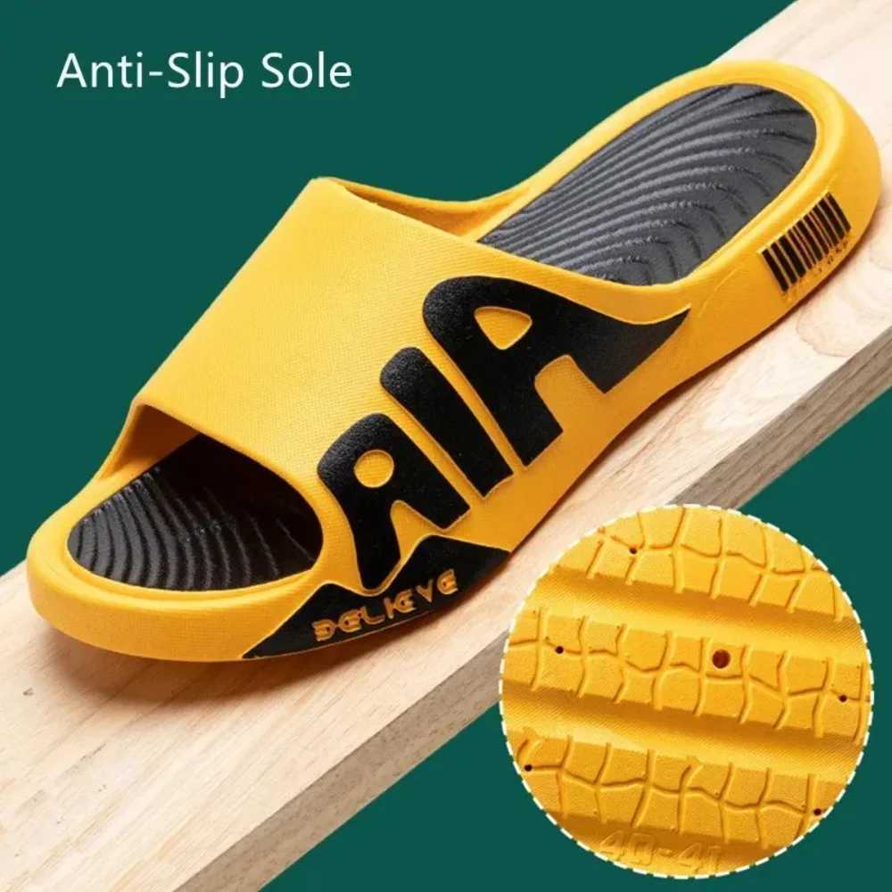 Mens slippers silent EVA soft outdoor beach slide unisex smooth slide N-Slip soft flip cover M thick soled anti slip shoes Y250320