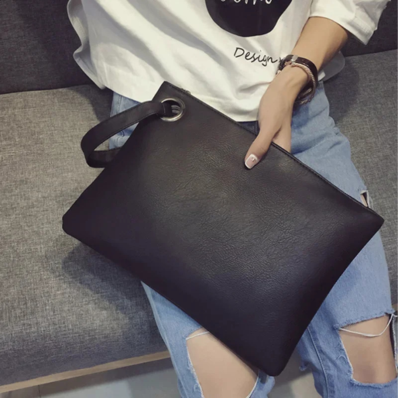 Fashion Solid Womens Clutch Bag Leather Envelope Handbag 250317