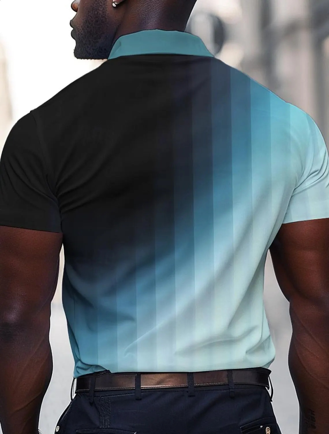 Mens Geometic Gradient Polo Shirts Golf Shirts Short Sleeved Polo Shirts Collared Shirt Casual Vacation Wear Party Shirt 250319