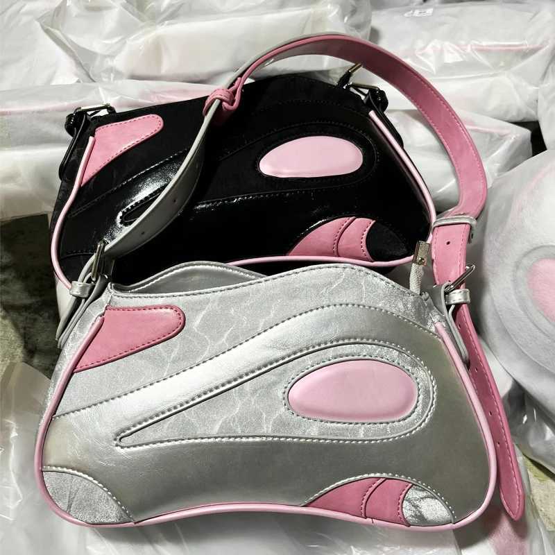 Japan Style Casual Bags For Women Luxury Designer Handbag And Purse 2024 New In PU Stitching Contrasting Color Underarm Shoulder Y250319