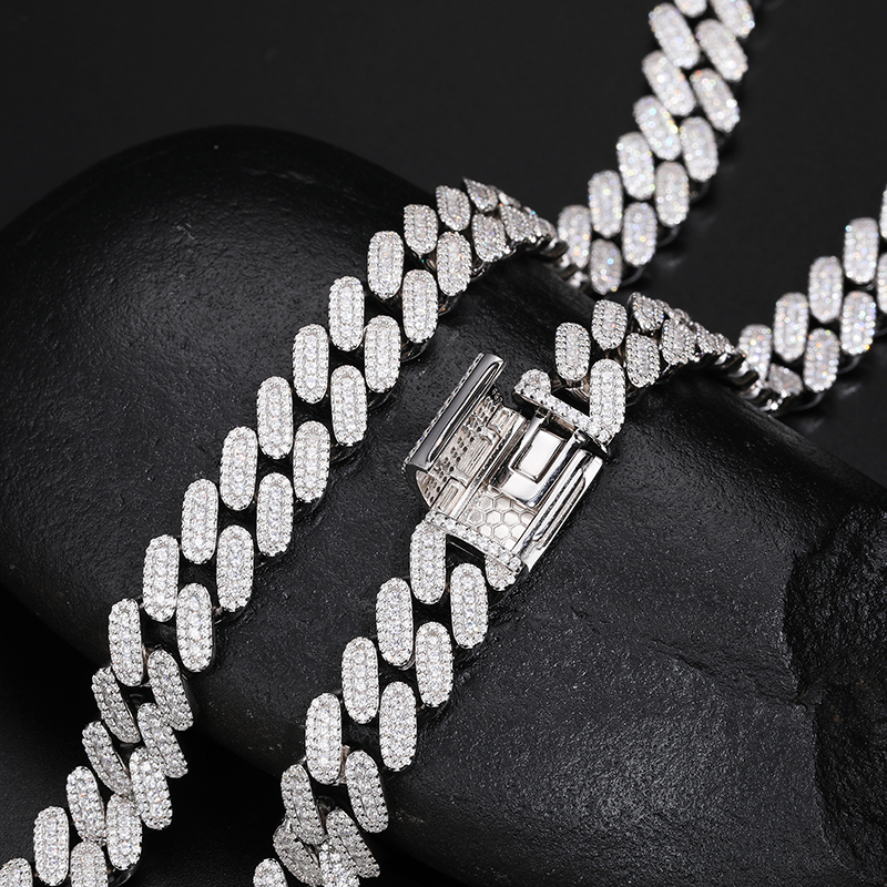 TUHE Unisex New Hip Hop Cuban Chain High Quality VVS1 Moissanite Cuban Chain Necklace 925 Silver For Men Hip Hop Jewelry