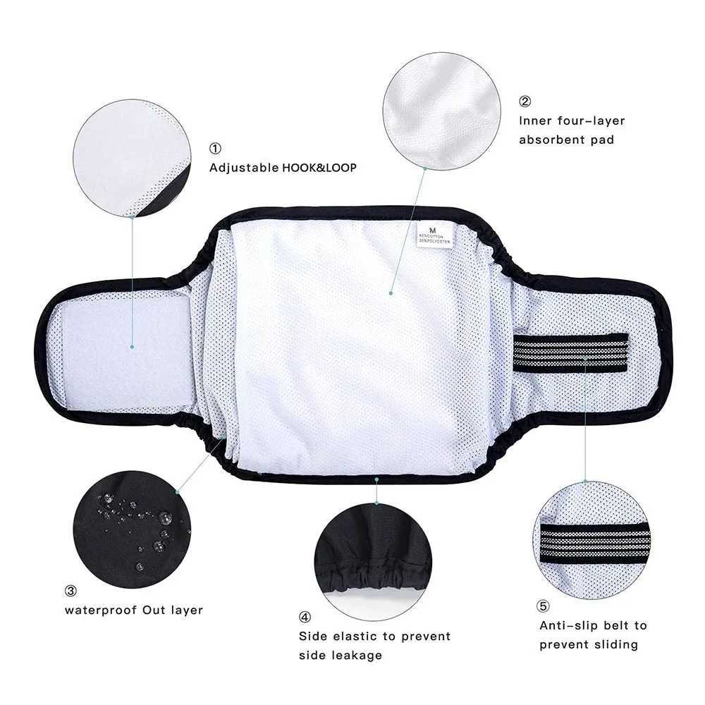 Mens dog diapers physiological pants waterproof hygienic washable mens dogs mens shorts medium to large dog underwear Y250320