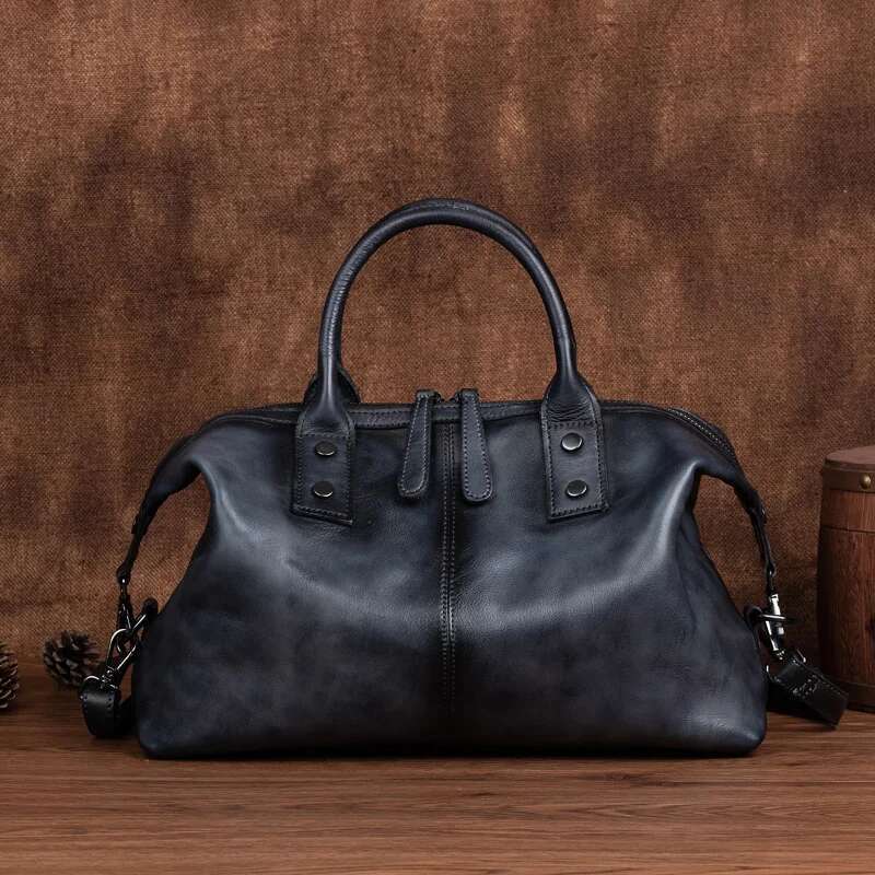 2025 New Hand Painted Women Handbag Genuine Cowhide Leather Dumpg Large Capacity Vintage Top-Handle Bag For Female