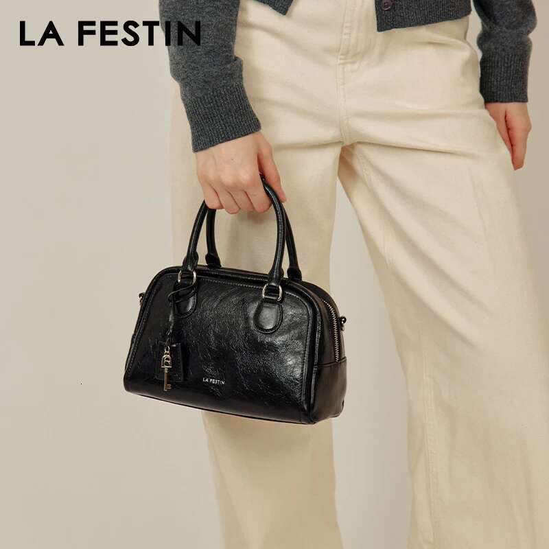 LA FESTIN Original Trend Boston Handbags Women Shoulder Leather Fashion Crossbody Brand Lady Bag