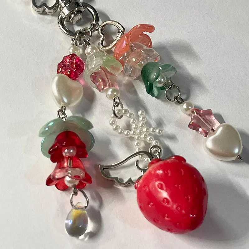 Cute Strawberry Bow Keychain y2k coquettish Fairy Tale Lily Valley Keychain 2023XJ250319