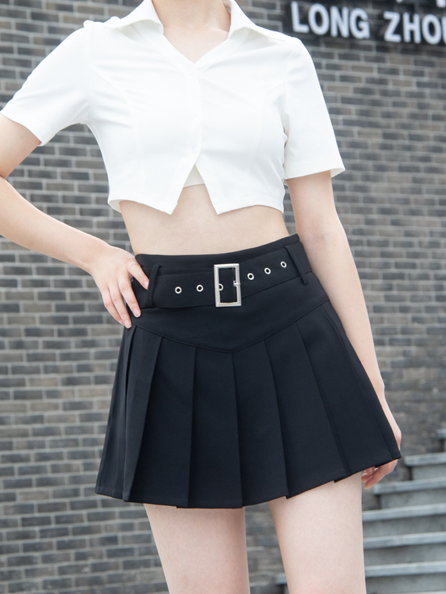 X61450 A3 high quality new spring and summer high-end fashion all-match high waist slim waist pleated skirt short skirt a-line skirt female