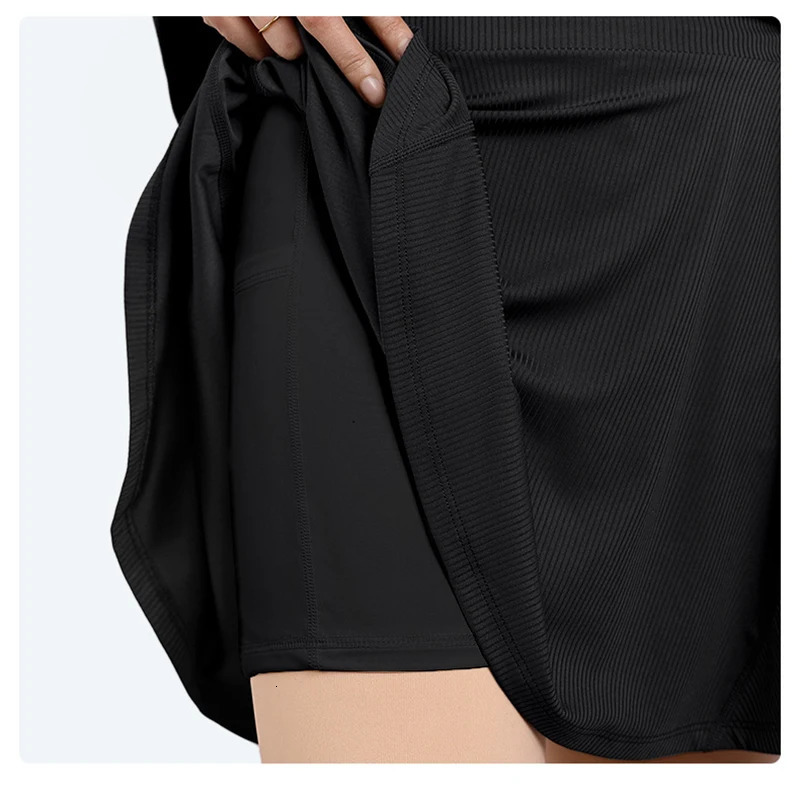 Seamless Sports Skirt with Built-in Shorts Anti-Slip Yoga Running Skort for Women Breathable High Elastic Workout Clothes Y2k 250320