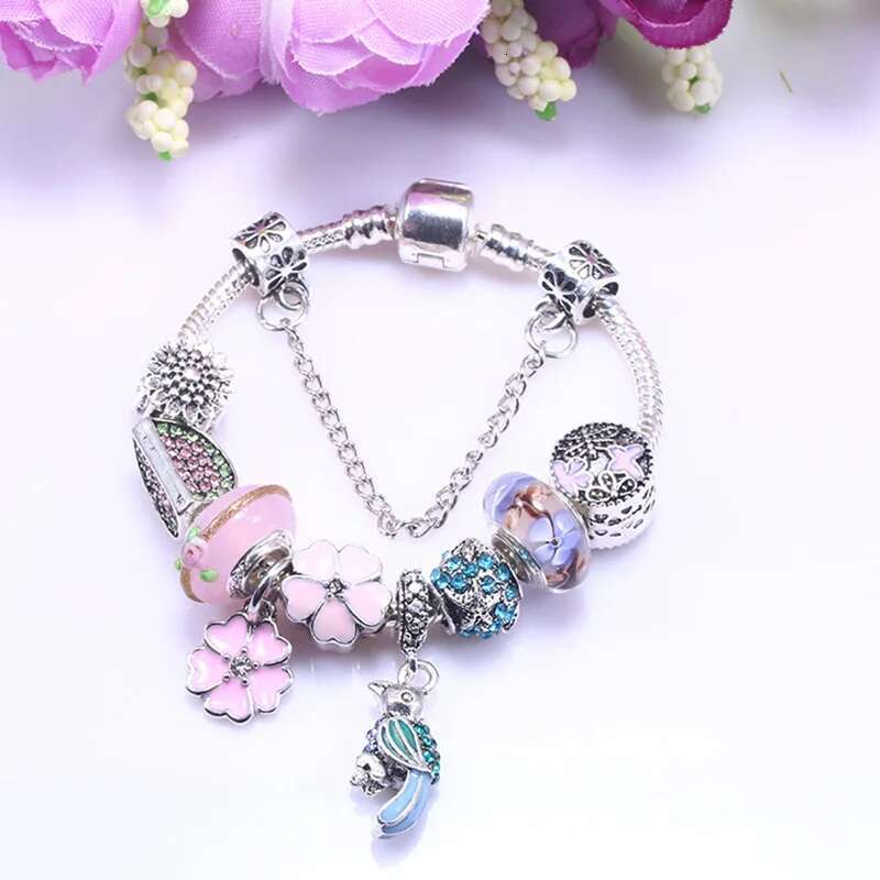 Fashion Woodpecker Charm Bracelets For Women Men Fits Original Crystal Animal Beads Bracelets Bangle For Women Pulseira Jewelry