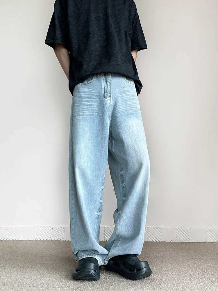 Mens retro blue jeans straight fashion casual comfortable pocket jeans street hip-hop trend mens styleT250319