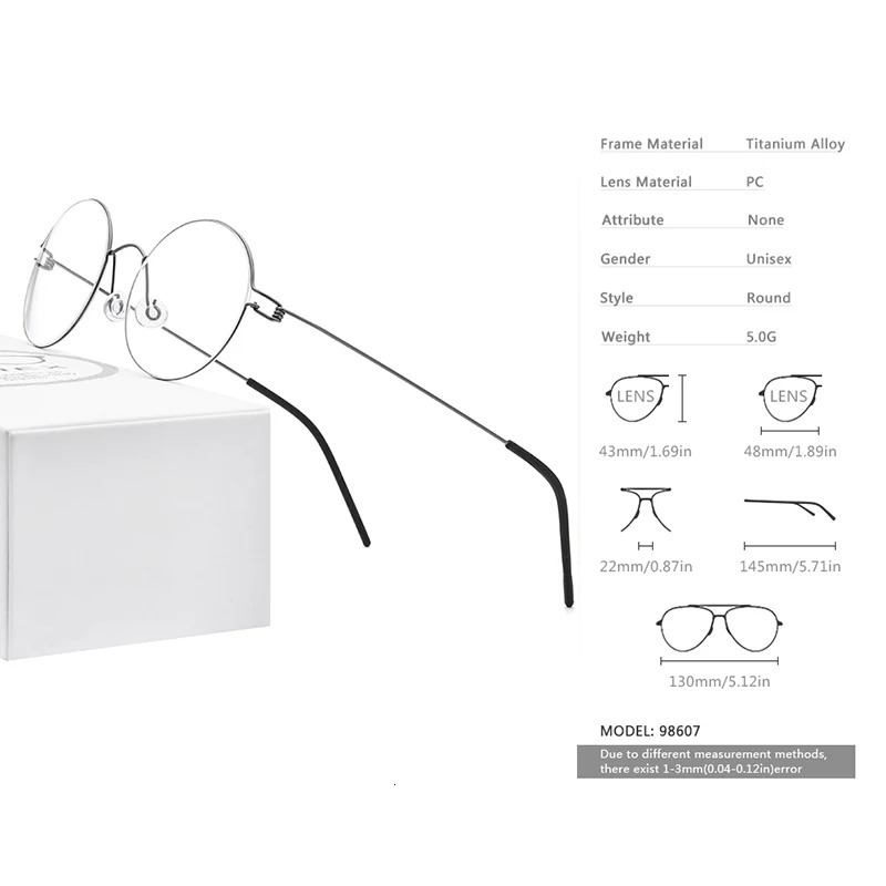 FONEX Screwless Eyeglasses Frame Men Women Round Morten Denmark Korean Glasses Frame Alloy Eyewear 98607 250228