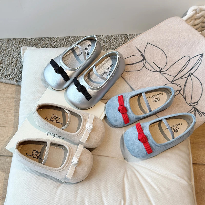 Girls Princess Shoes Suede Elastic Band Round Toe Spring Kids Ballet Flats Elegant Spring Trendy Flexiable Children Mary Janes 250319