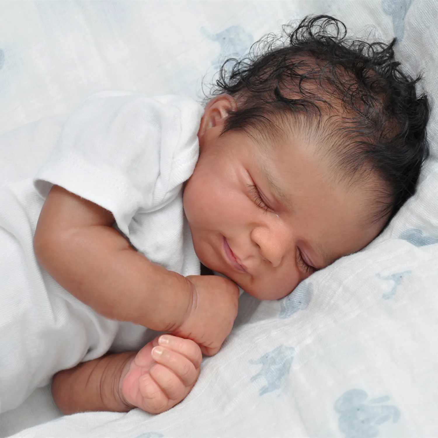 48cm Soft Touch Silicone Sleep Regeneration Baby Doll Toy Suitable for Girls with Lifetime Black Skin Doll Childrens Birthday Gift W250320
