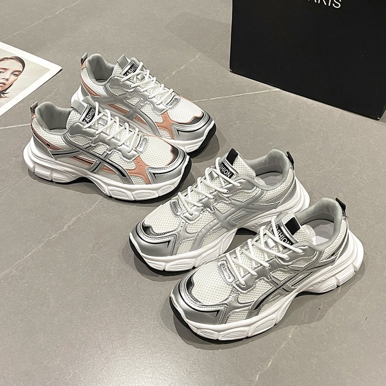 Women's dad shoes, low-top lace-up casual shoes 2025 style mesh running shoes for women casual sports shoes