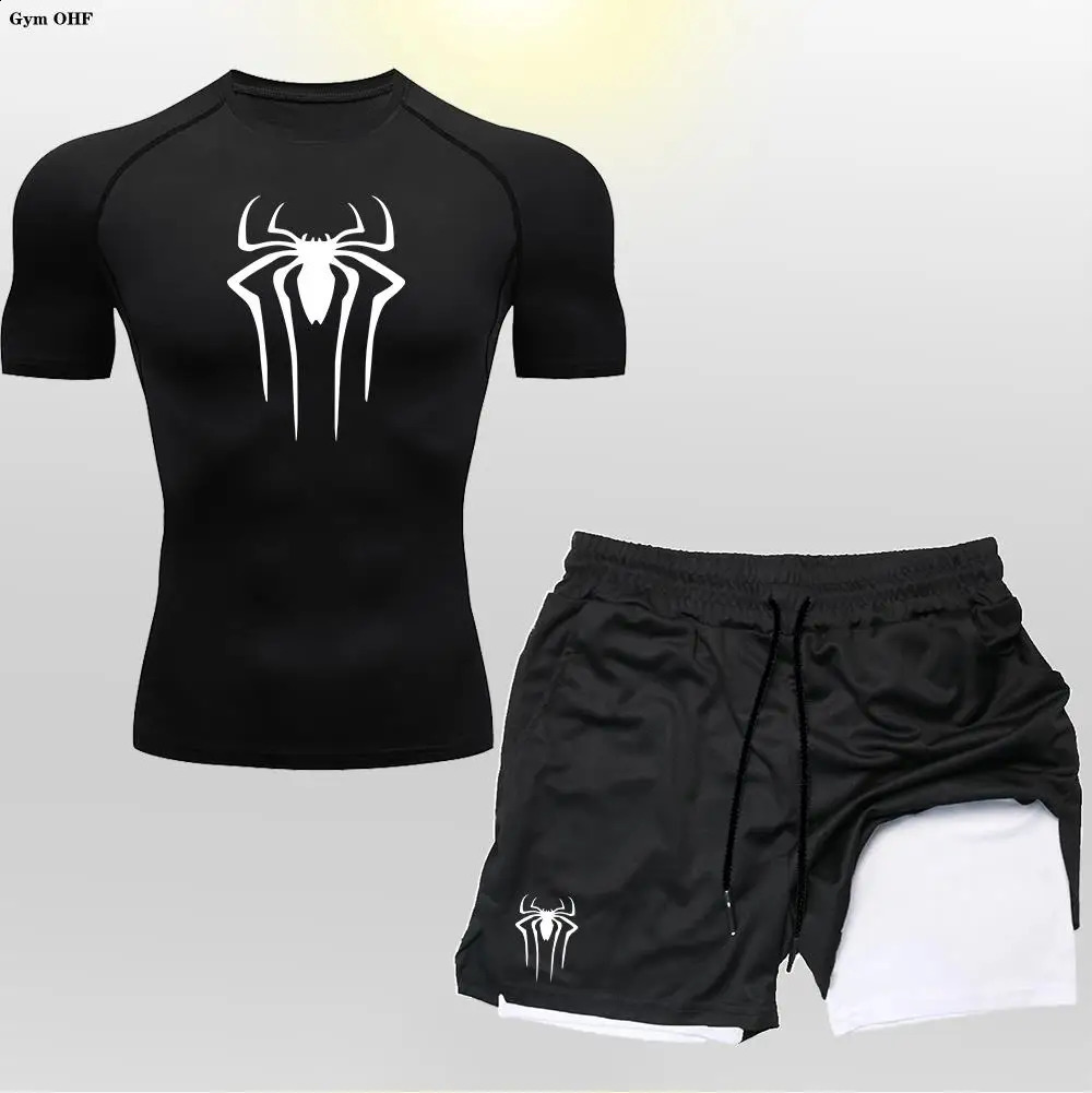 MMA Jiu Jitsu Bjj TshirtShorts Set Rashguard Mens Boxing Shirt Fitness Running Training Track and Field Clothes 250319