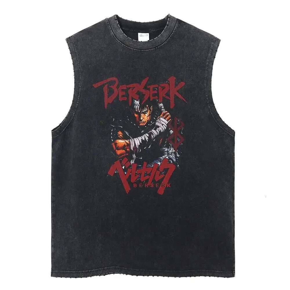 Berserk Anime Men's Retro Cotton Fiber Printed T-shirt, Glasummer, Wash In, New, 2024