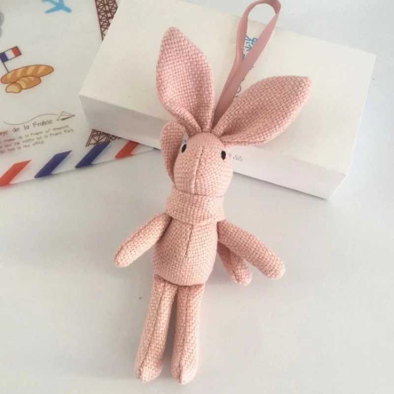 Girl Linen Rabbit Keychain Womens Cute Boemian Plush Sack Rabbit Keychain Bag Car Pavilion Jewelry Party Toy GiftXJ250319
