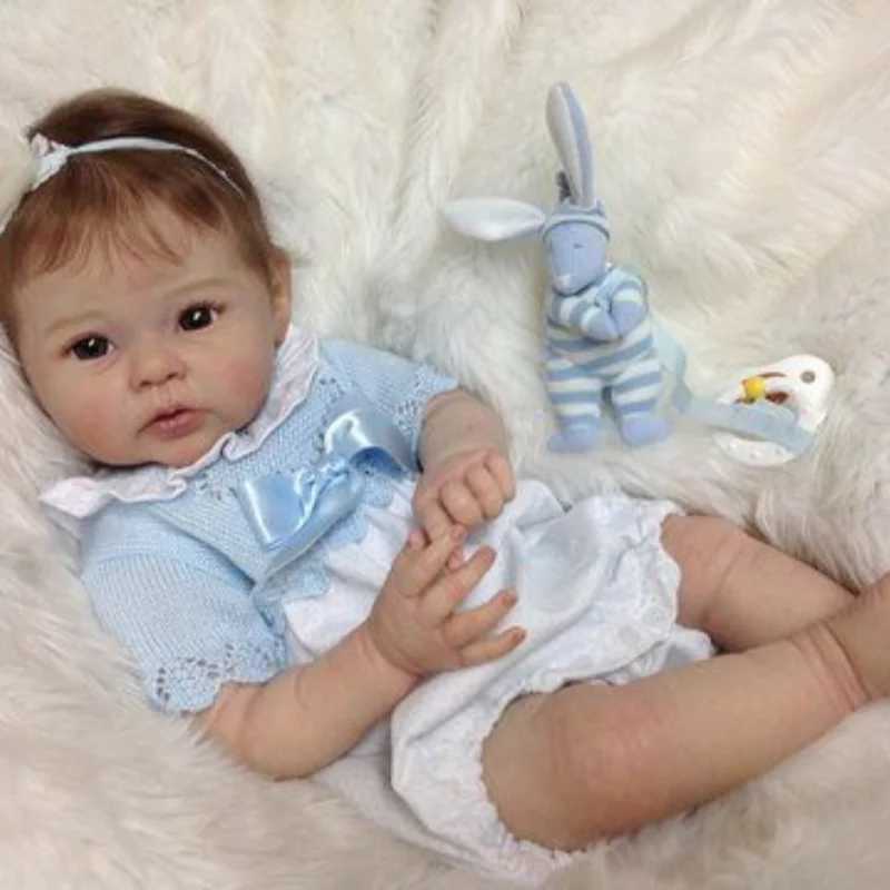 NPK 20 inch fully drawn regenerated doll Raven Lifelike soft touch baby girl 3D skin with visible veins and root hair W250320