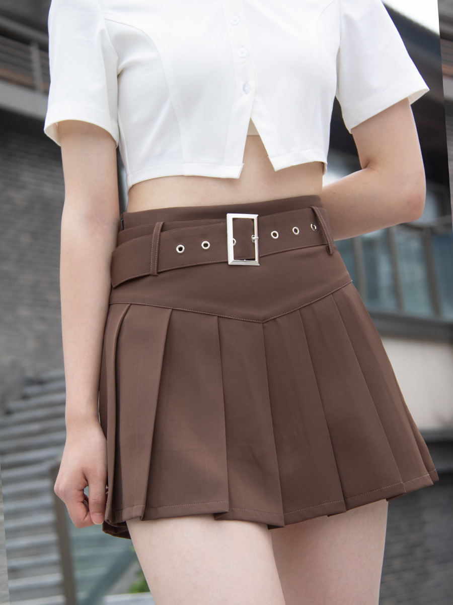 X61450 A3 high quality new spring and summer high-end fashion all-match high waist slim waist pleated skirt short skirt a-line skirt female