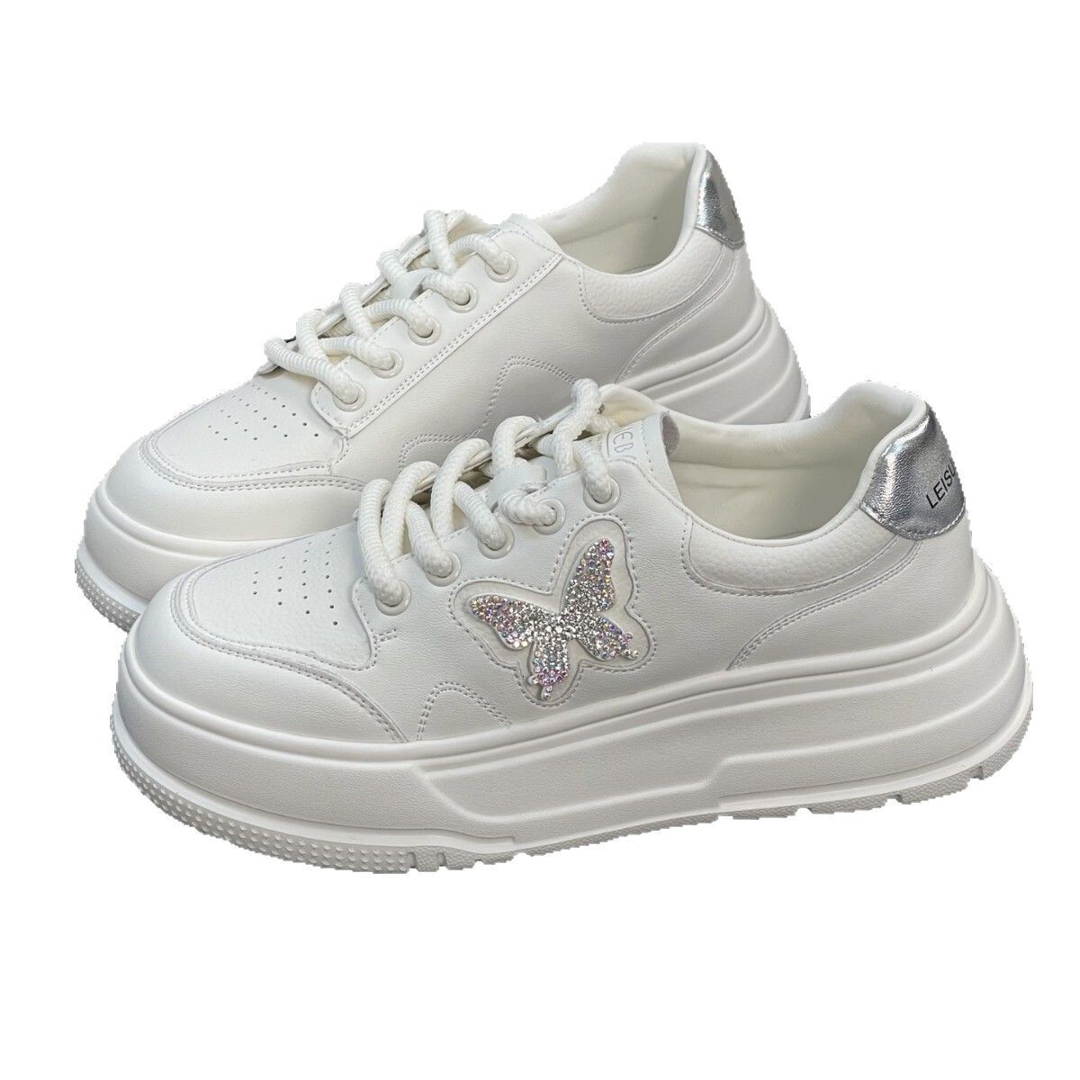 2025 New Leather White Thick Bottom Lightweight Matching Skirt Designer Fashion Sports and Leisure Board Shoes