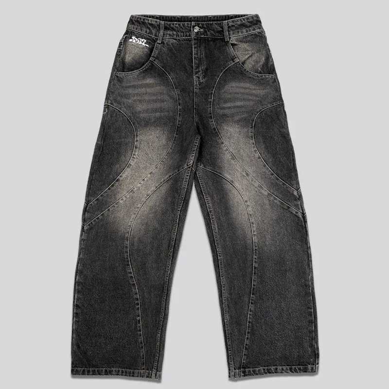 Y2K retro jeans American Gothic punk dark jeans Bagi hip-hop new street style Harajuku mens street fashion wide leg jeansT250319