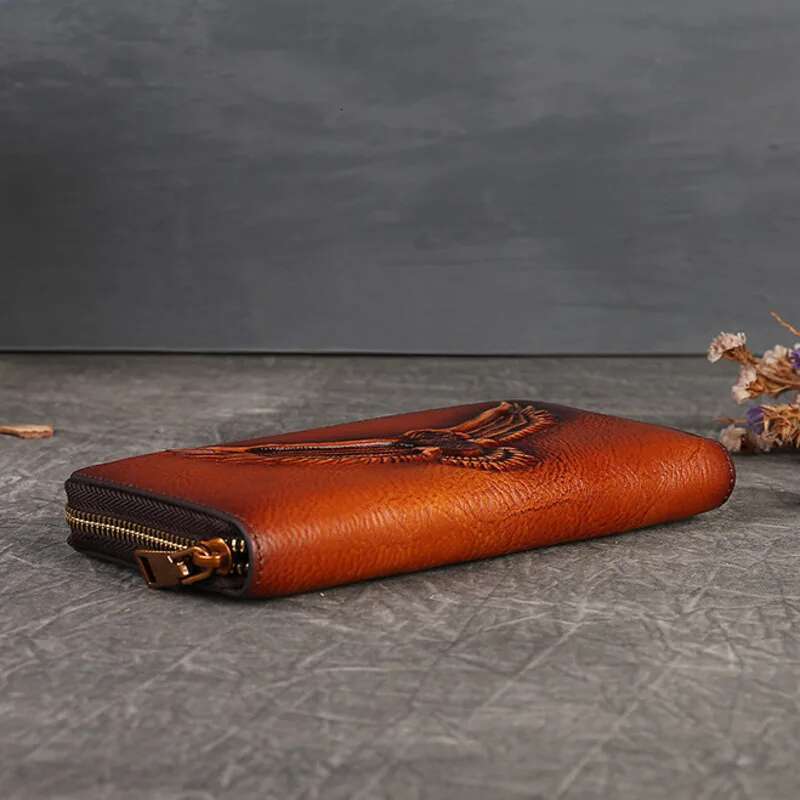MOTAORA New Retro Cowhide Coin Wallet Men Large Capacity Card Holder Genuine Leather Emed Long Zipper Bag For Women Purse
