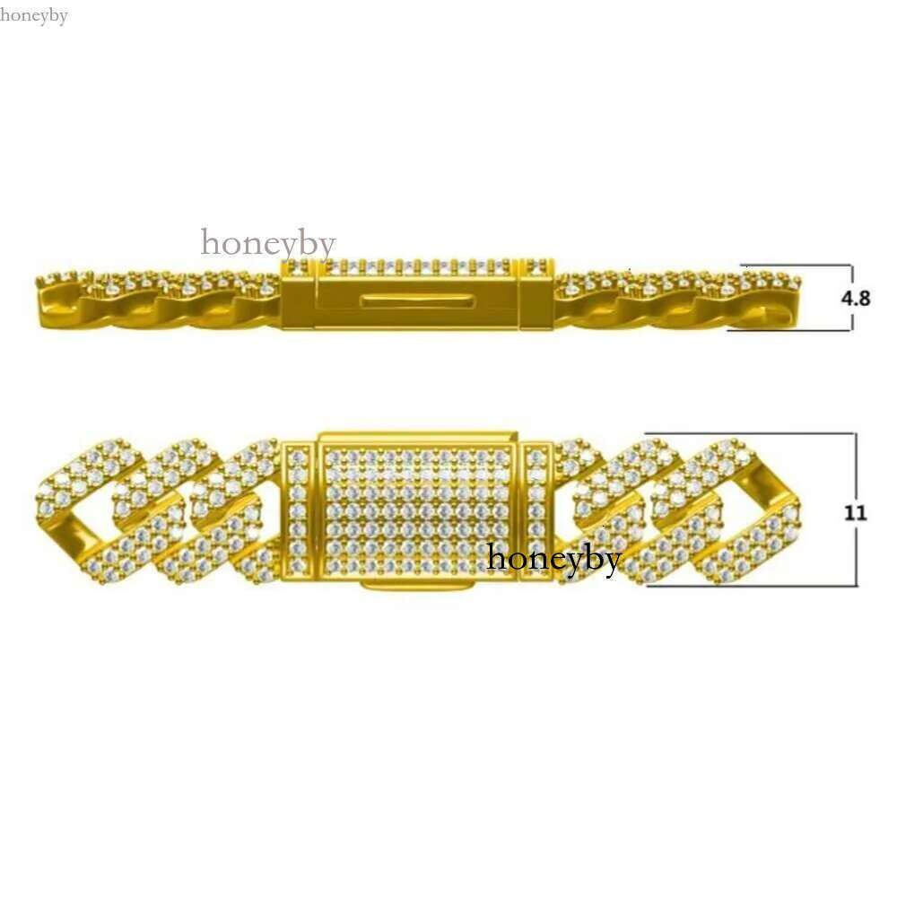 Customized 11mm 2 rows Sterg Sier S Hiphop moissanite sier cuban k chain