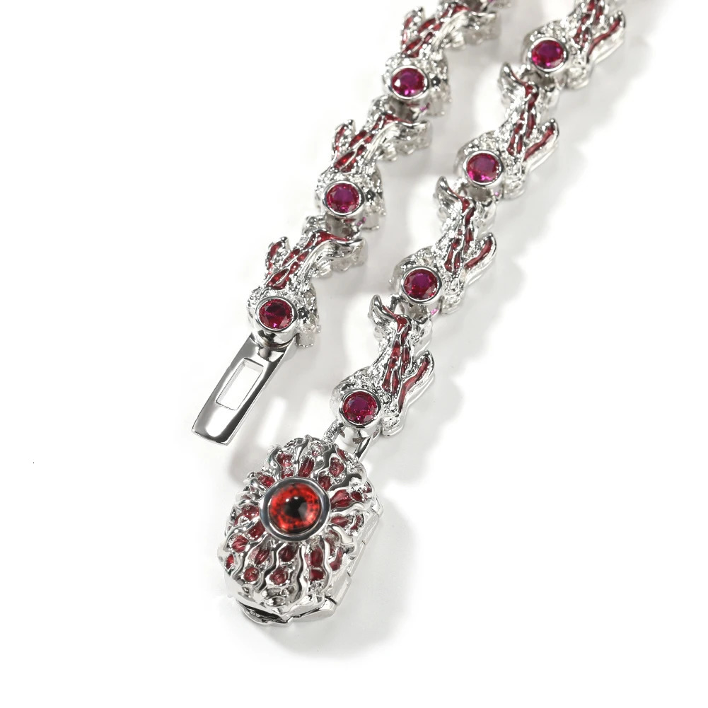 UWIN Iced Out Silver Color Red Eyes Chain Necklaces for Women Men Thrilled Claws Cubic Zirconia Hip Hop Jewelry for Gift 250318