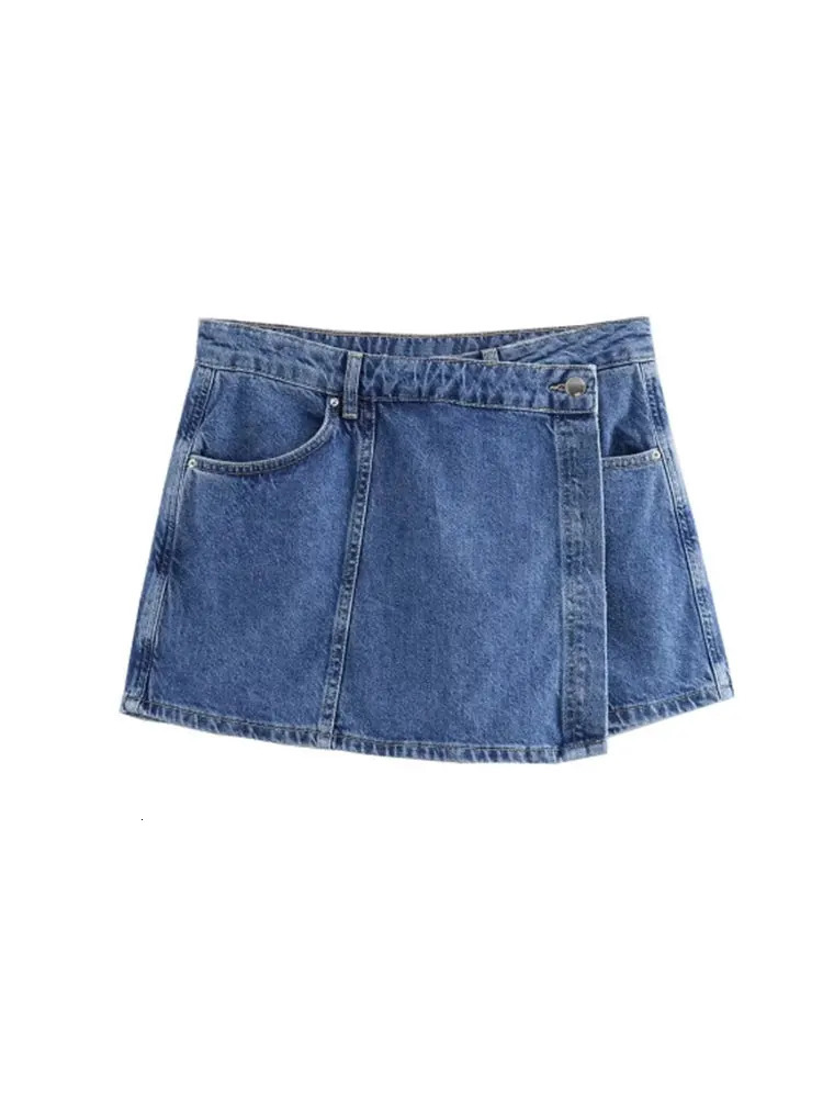 Summer denim twopiece set short sleeved pocket womens top mini skirt shorts fashionable casual Y2K 250320