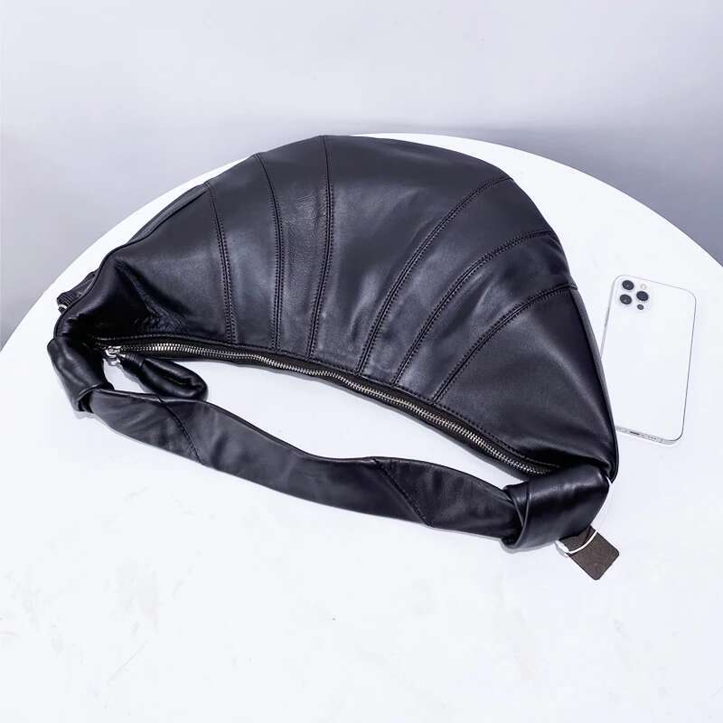 Genuine Leather Sheepskin Bags For Women Designer Handbags Purses 2024 New In Vintage Large Capacity Croissant Shoulder