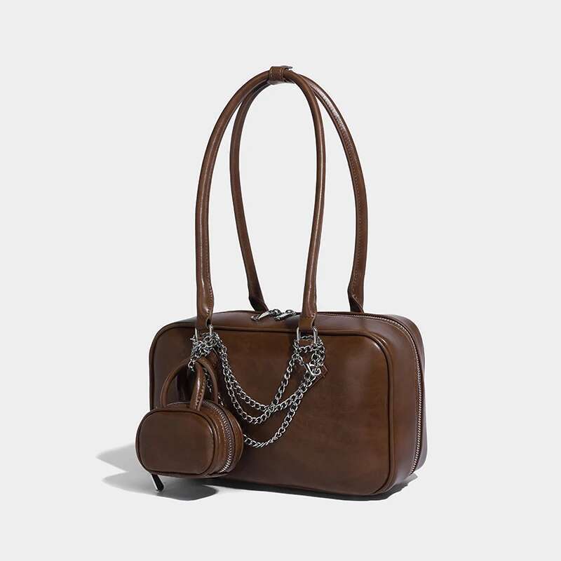 Boston Bowg Bags For Women Designer Handbag Purse 2025 New Vintage Large Capacity Chain Decoration Underarm Shoulder