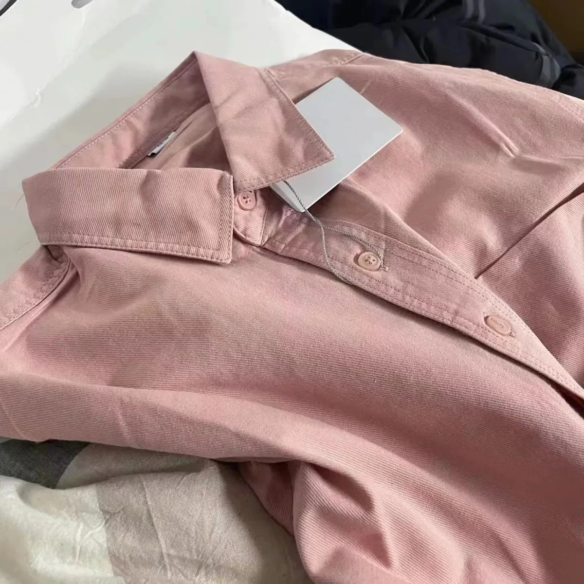 Korean Style Pink Womens Shirt Loose Fit Long Sleeve Cardigan Inner Outer Wear Slim Fit Button Up Top For Fashion 250320
