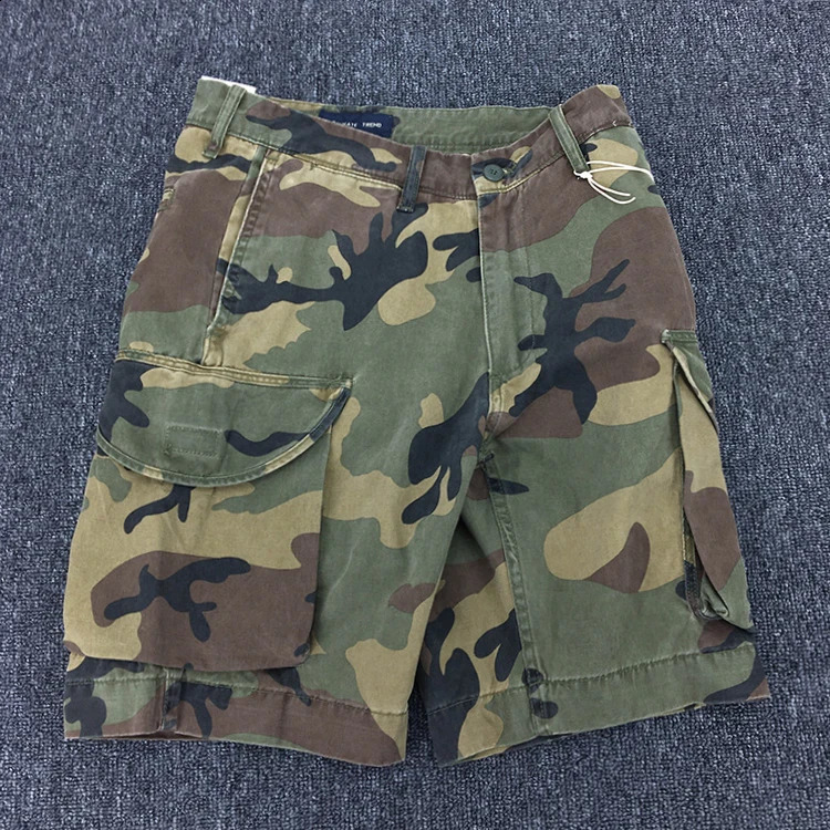 Summer American Retro Heavy duty Camouflage Cargo Shorts Mens Cotton Loose Multi Pocket Casual 5point Pants 250319