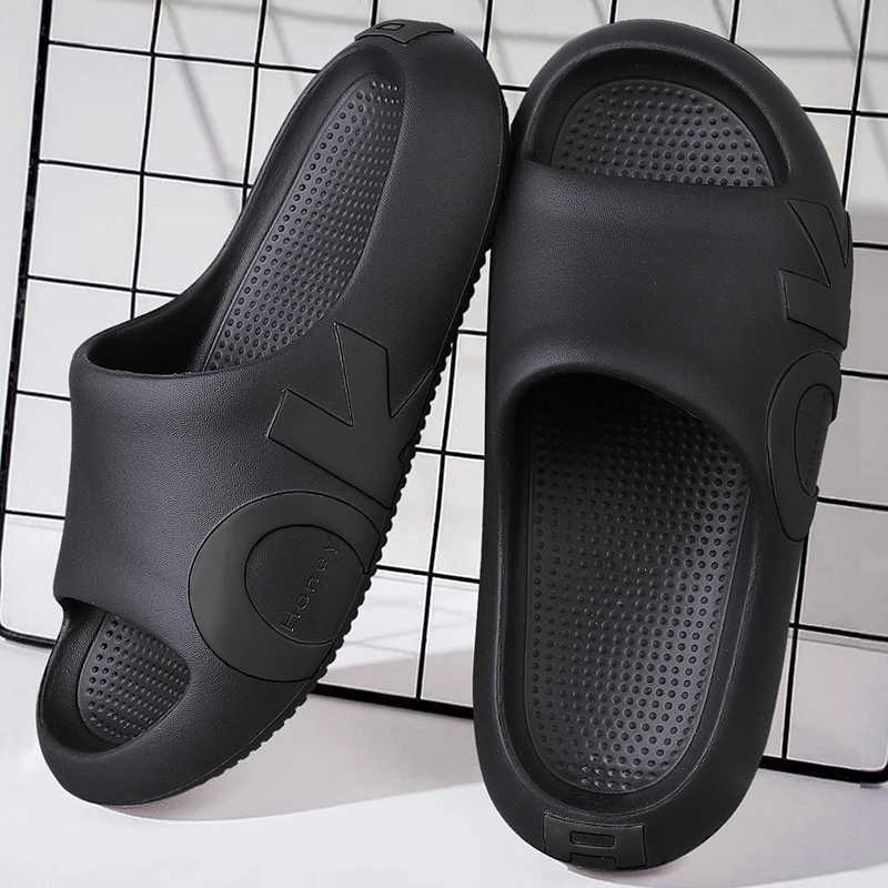Mens sandals and sliders printed with letters casual and durable non slip open toe thick sole slider suitable for entry Y250320
