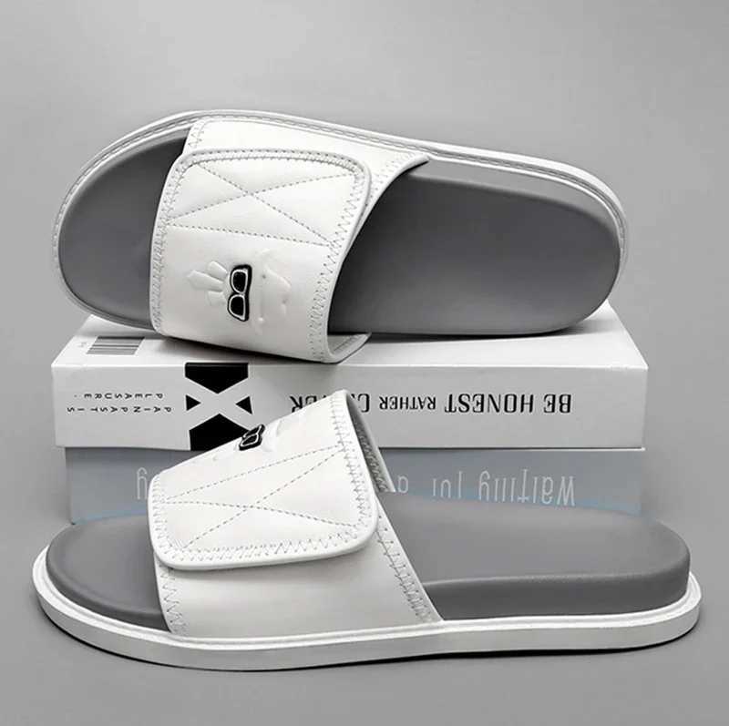 Real leather mens summer slippers outdoor casual shoes indoor slippers luxury brand N-Slip walking beach shoes Y250320