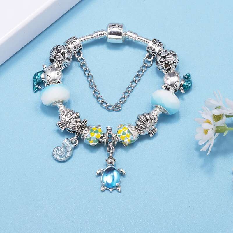 Summer Hot Sale Brand Charm Bracelets Fits DIY Dolphin Fish Beads Bracelet Bangles For Women Men Bijoux Pulseras Jewelry Gift