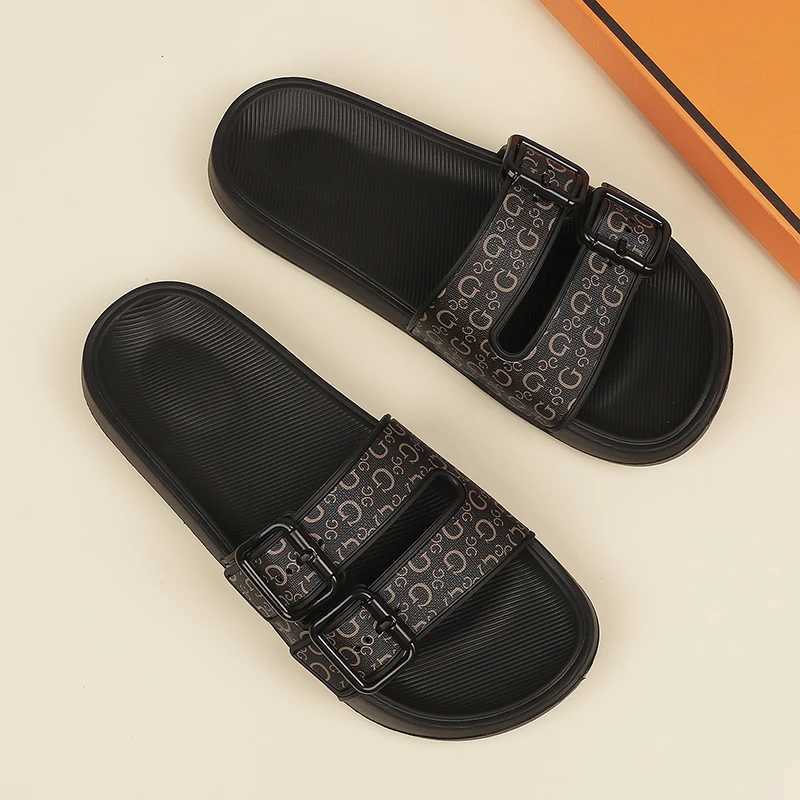 Mens leather sandals foldable mens sandals household slippers mens summer shoes mens slippers flip cover Y250320