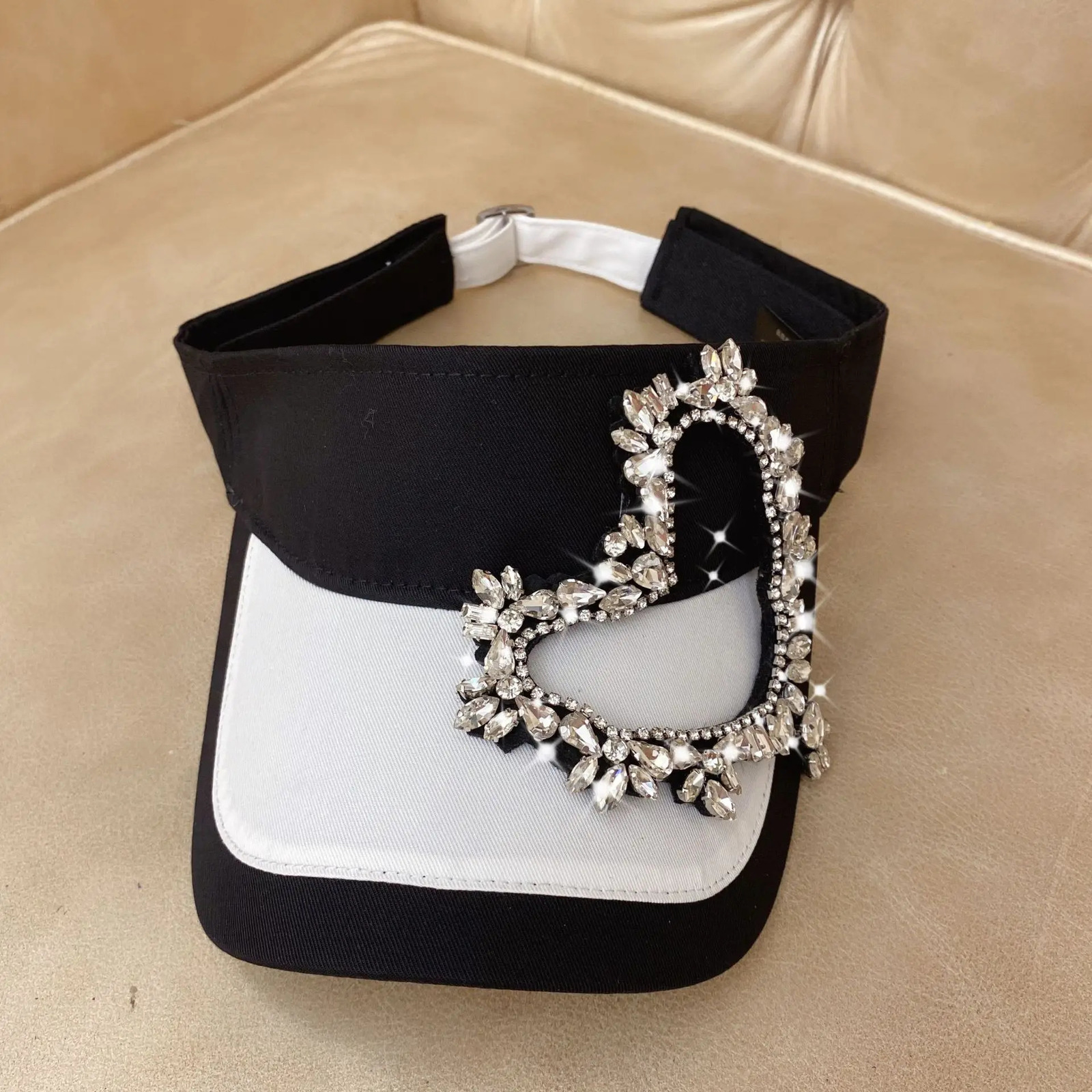 Summer Product Super Flash Heavy Handmade Rhinestone Love Fashion Empty Top Hat Outdoor Travel Leisure Sun hat Travel Sunscr 250320