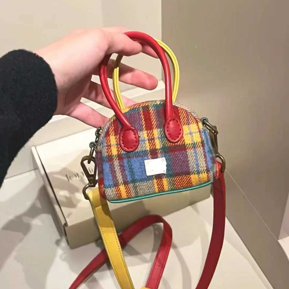 Handbag shoulder bag coin wallet cross shaped bag vintage plaid headphone small coin wallet Christmas coin wallet moms gift Y250319