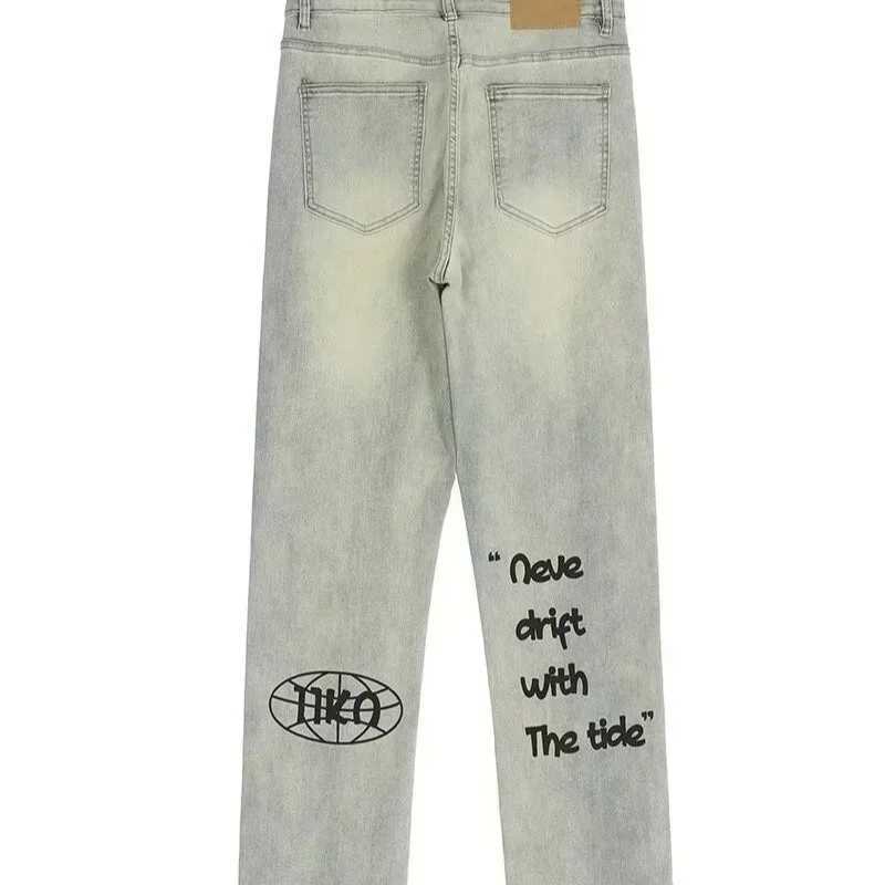 Spring Gothic Letter Printed Baggy Jeans Mens Y2K Vintage Streetwear Straight Denim Pants Hip Hop Fashion Harajuku JeanT250319