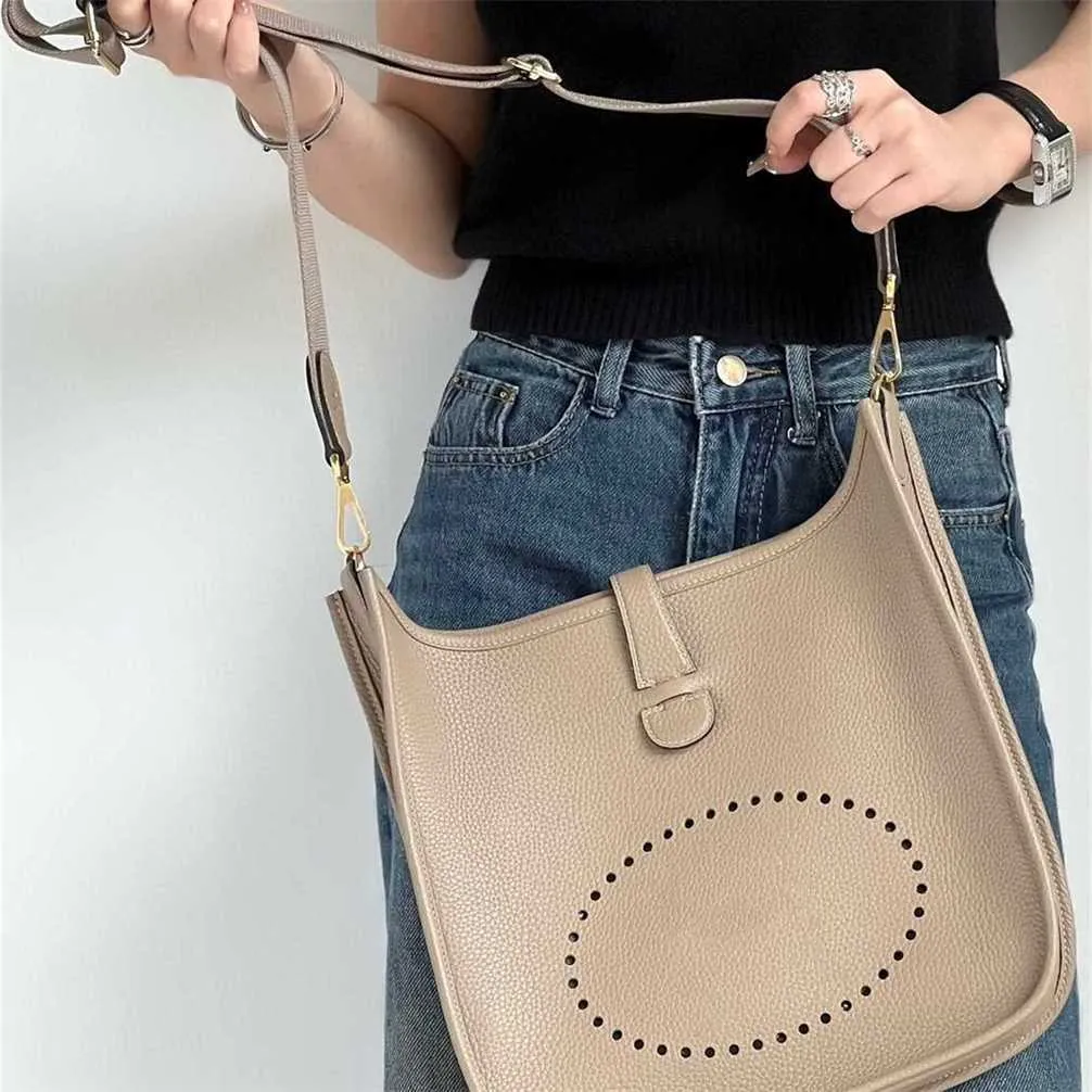 Designer Bag Tote Genuine Leather Men Women Evelyn Bucket Cowhide Lychee Pattern Commuting Single Shoulder Cross Body Phone Bags